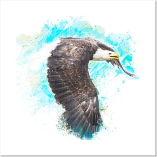 Golden Eagle Bird Animal Wildlife Forest Nature Free Watercolor Posters and Art